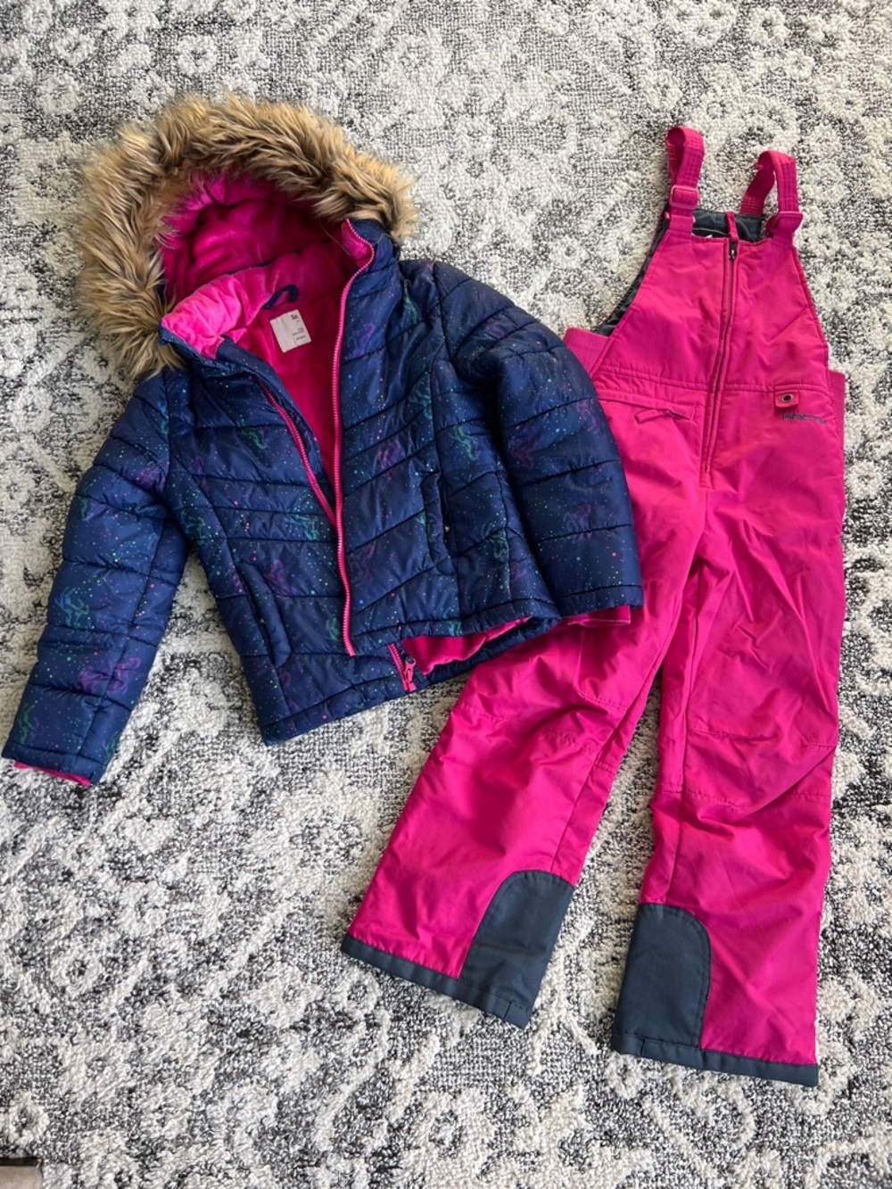 SO Girls' Navy Jacket with Bright Pink Fleece Lining